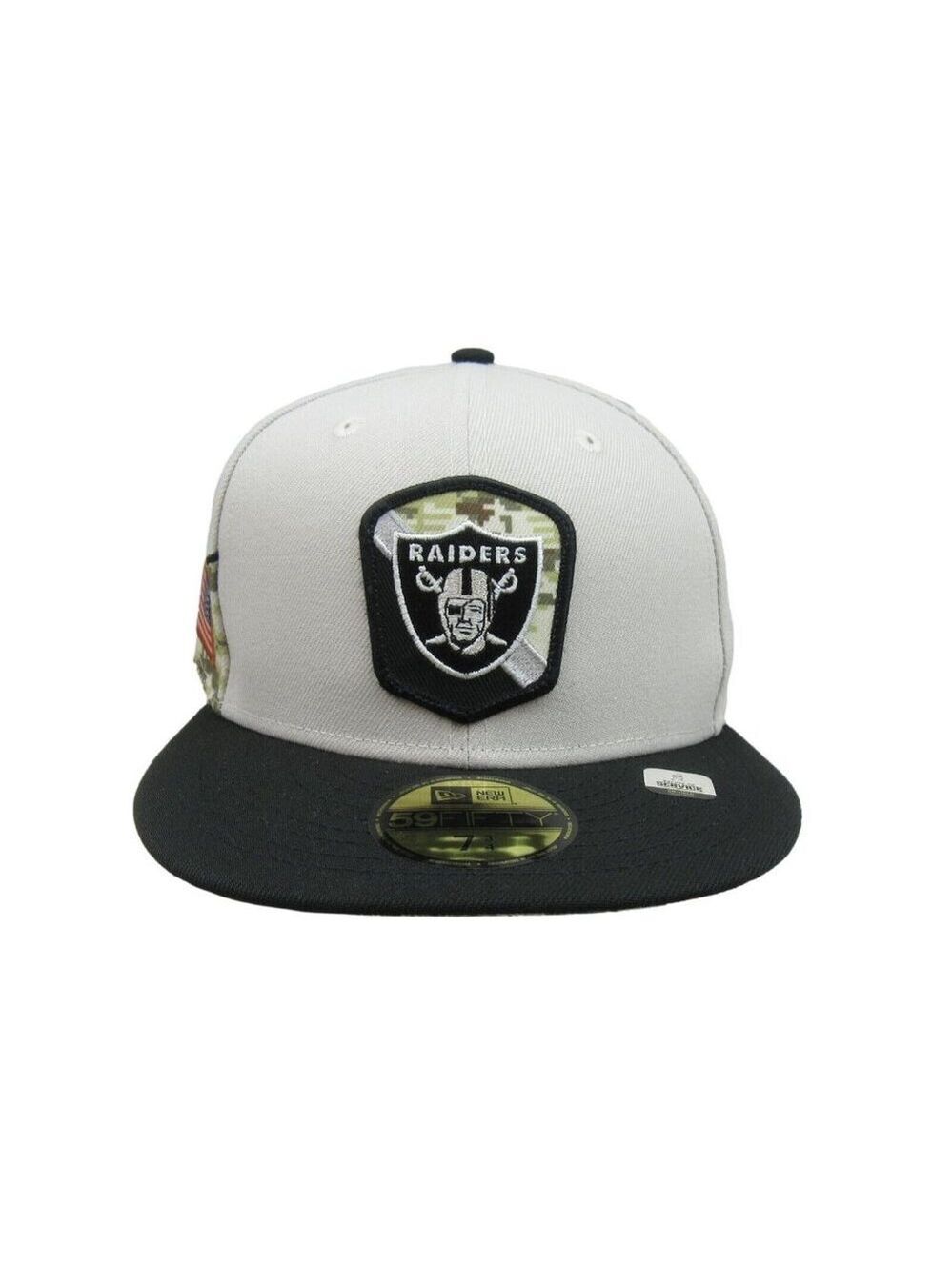 New Era 59Fifty NFL Las Vegas Raiders Salute To Service Fitted Hat Cap 7 3/4 NEW